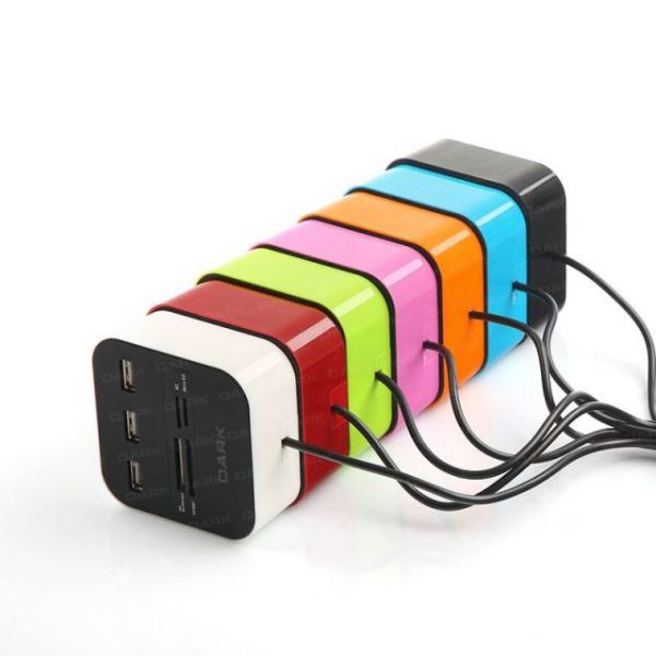 DK-AC-UCR202BL USB 2.0 Multi Kart Okuyucu + 3 x USB 2.0 HUB Mavi