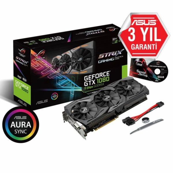 STRIX-GTX1080-A8G GTX1080 8GB 256B GDDR5X DVID/HDMI/DP Nvidia Gaming Ekran Kartı
