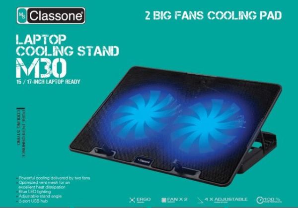 M30 14-17'' 2 Fan 2xUSB 4xStand Mavi LED Gaming Notebook Sogutucu
