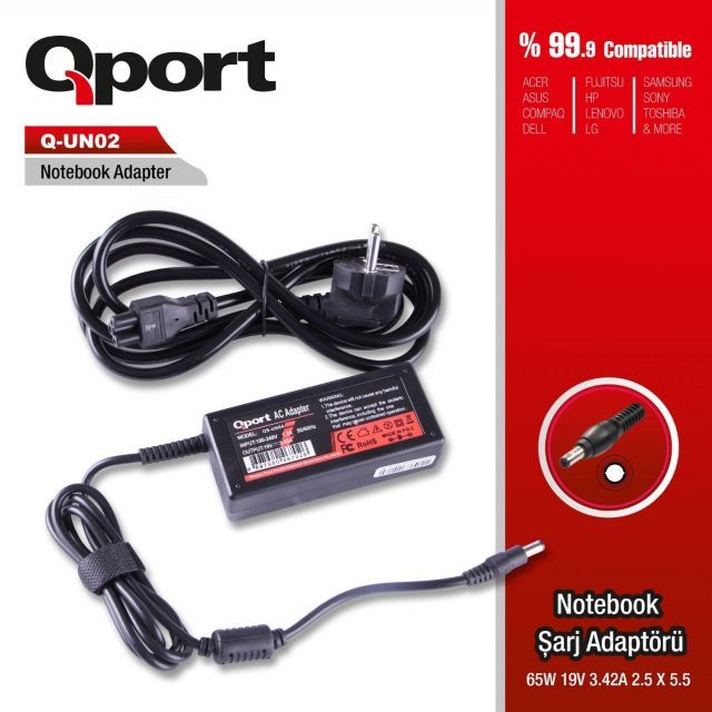 QS-UN02 65W 19V 3.42A 2.5*5.5 Notebook Adaptor