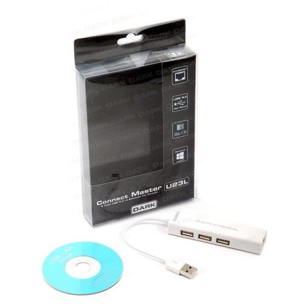 DK-AC-USB23L USB2.0, 3 Port Ethernet Girişli USB Çoklayıcı