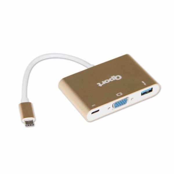 Q-TV03 Type-C To VGA + USB3.0+Type-C(F) 1920*1080P Çevirici Converter