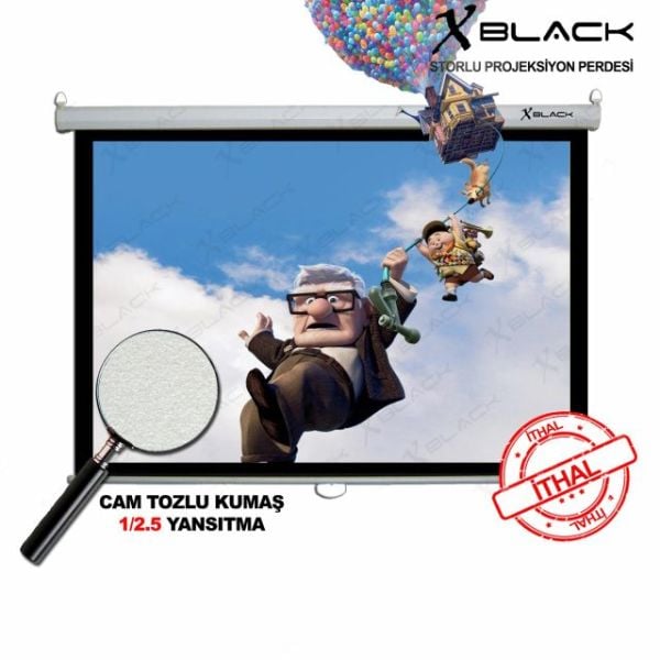 XGS-180 180x180 Pro Siyah Fonlu Cam Tozlu Storlu Projeksiyon Perdesi