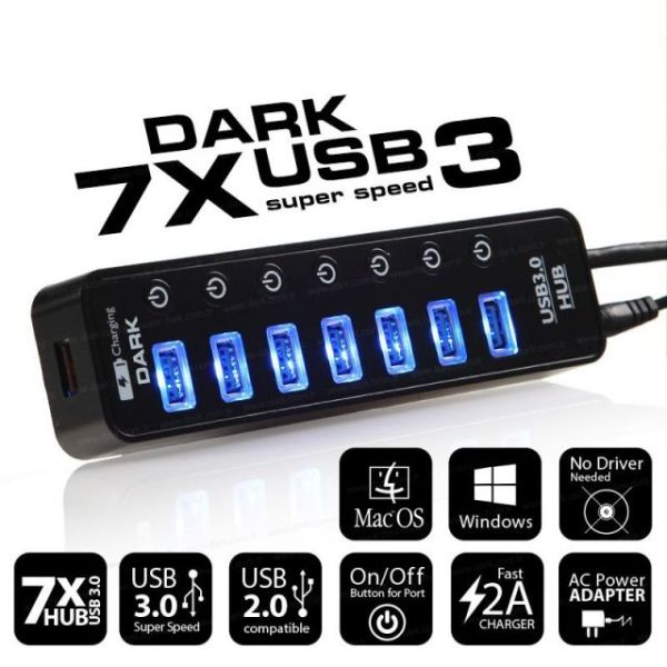 DK-AC-USB371 7 PORT USB3.0 +1 PORT 2A ADAPTÖRLÜ USB HUB