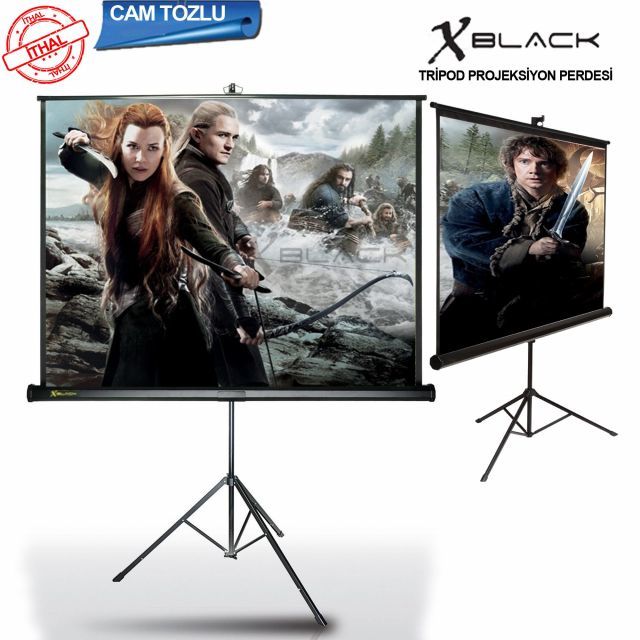 XGT-200 200x200 Pro Siyah Fonlu Cam Tozlu Portatif Projeksiyon Perdesi
