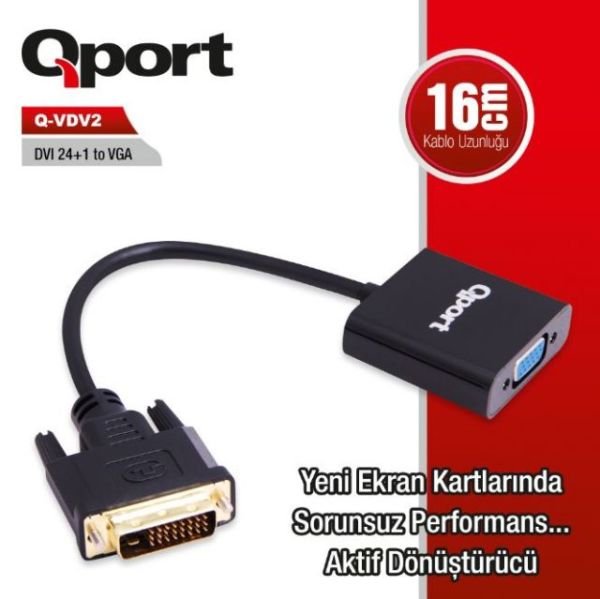 Q-VDV2 DVI 24+1 To VGA Aktif Çevirici