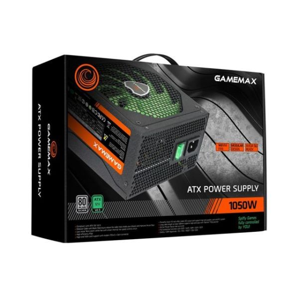 GAMEMAX1050W 1050W KUTULU 80+SILVER 14CM FANLI 7XSATA POWER SUPPLY