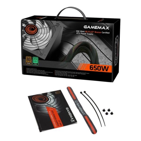 GAMEMAX650W 650W KUTULU 80+BRONZE 14CM FANLI 7XSATA POWER SUPPLY