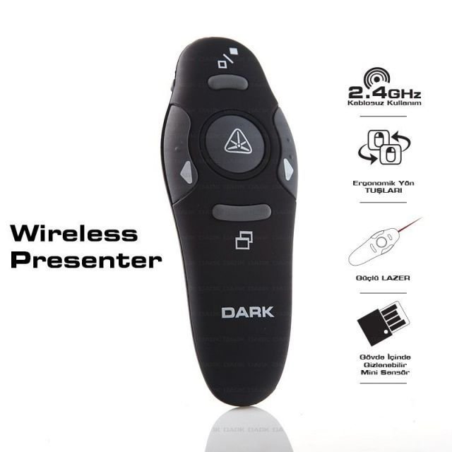 DK-AC-WP03 2.4GHz RF Kablosuz Kırmızı Lazerli USB Sunum Kumandası