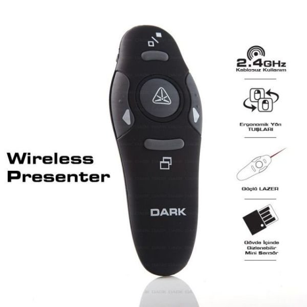 DK-AC-WP03 2.4GHz RF Kablosuz Kırmızı Lazerli USB Sunum Kumandası