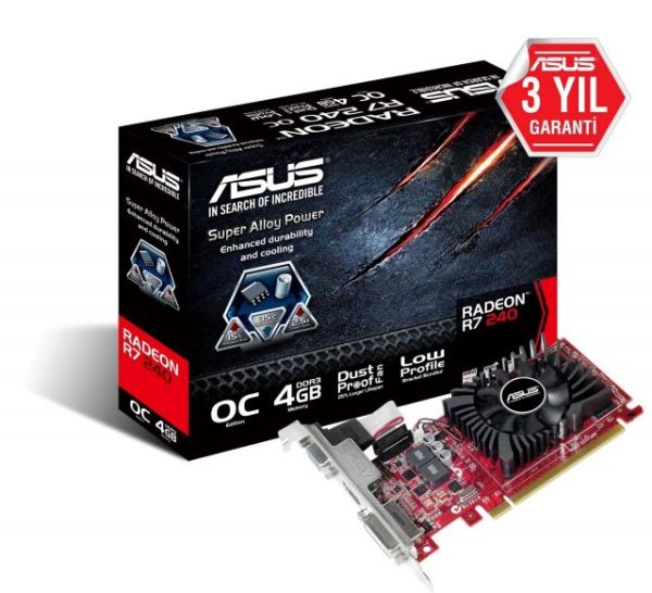 R7240-OC-4GD3-L R7 240 4GB 128B DDR3 LP DVID/HDMI OC AMD Ekran Kartı