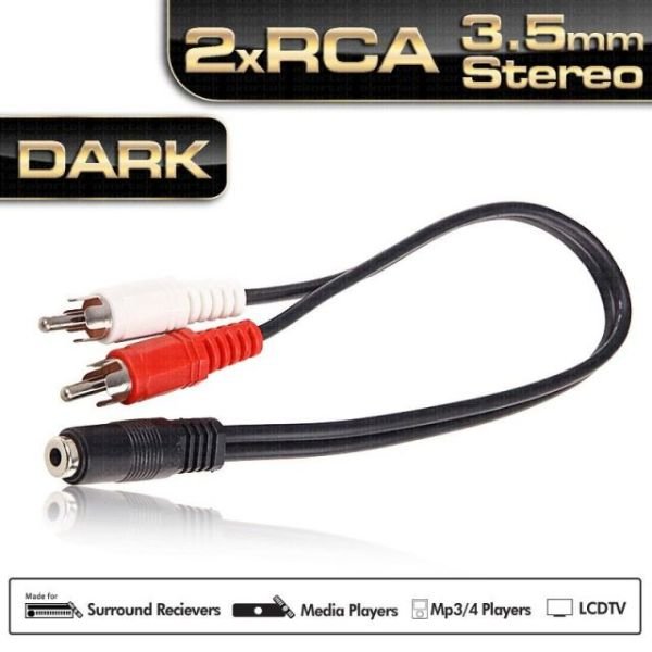 DK-CB-AU35XRCA 0.15 Metre 3.5mm 2xRCA Stereo Ses Kablosu