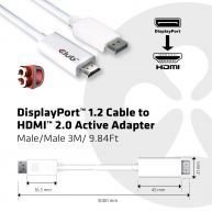 CAC-1073 Display Port 1.2 to HDMI 2.0, UHD 4K 60HZ, Male-Male, 3 Metre Kablo