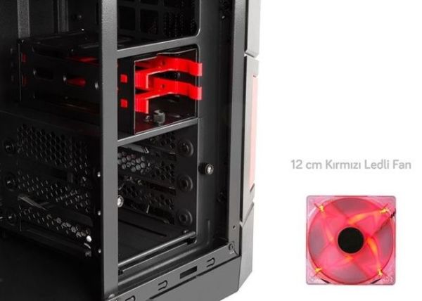 RAMPAGE77 Pencereli Midi Tower Siyah Renkli Powersız Kasa