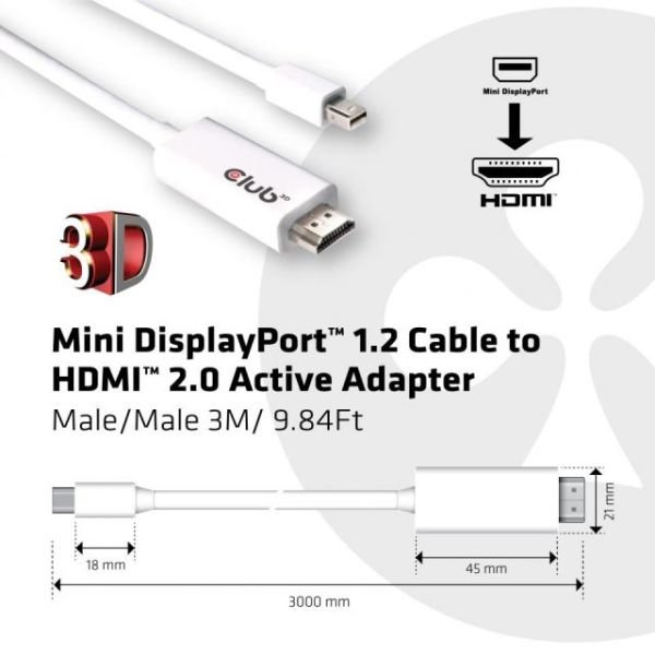 CAC-1173 3 Metre 4K Mini DisplayPort HDMI Kablo