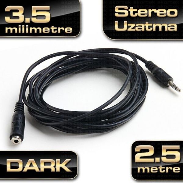 DK-CB-AUEXTL250 2.5 Metre 3.5mm (M/F) Stereo Ses Uzatma Kablosu