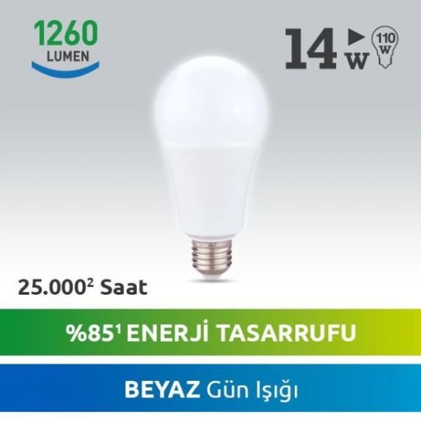 YE-E27AL-14WB 14W E27 Beyaz Led Ampul