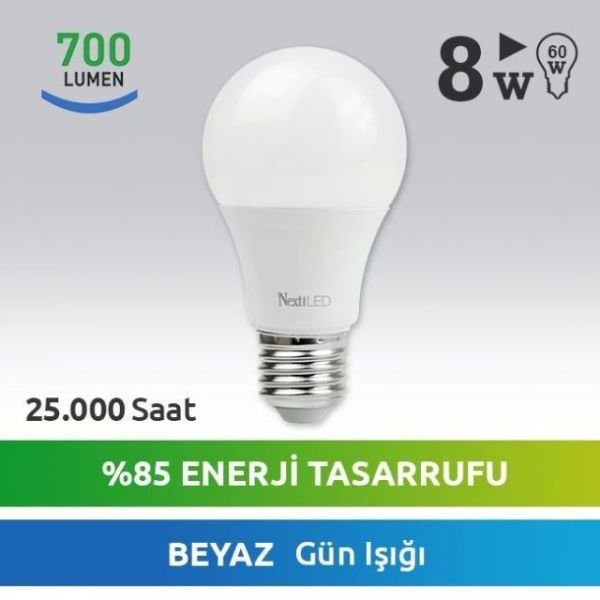 YE-E27AL-8WB 8W E27 Beyaz Led Ampul
