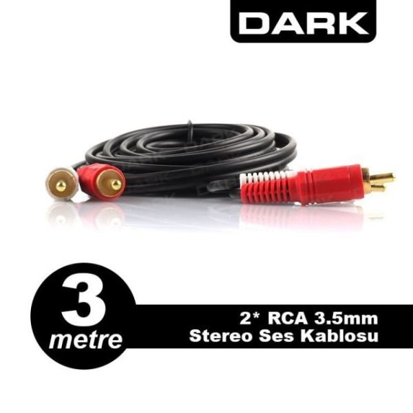 DK-CB-AURCAXRCAL30 3 Metre 2.5mm 2xRCA Stereo Ses Kablosu