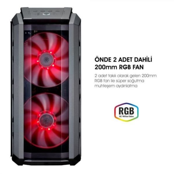 MCM-H500P-MGNN-SM0 Tempered Glass 2x200mm RGB Led Fanlı Super Mid Tower Gaming Kasa