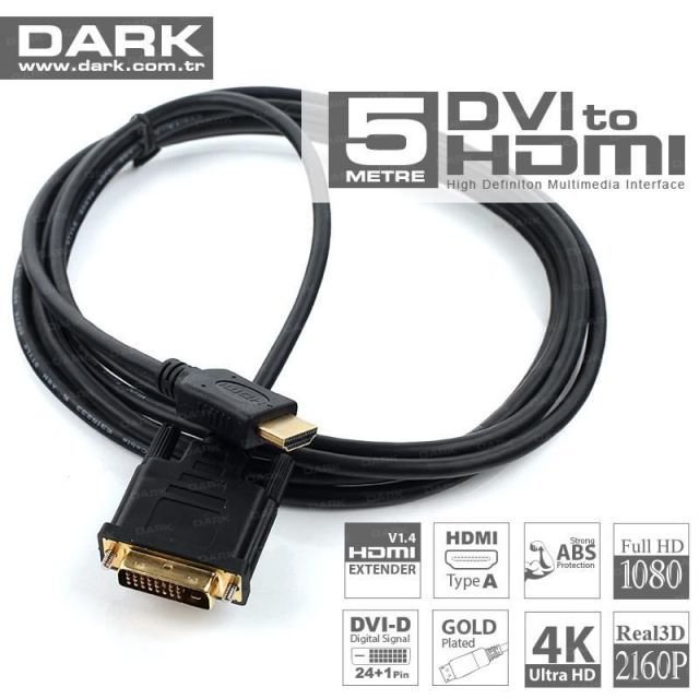 DK-CB-DVIXHDMIL500 5M DVI-HDMI Çift Yönlü Görüntü Kablosu