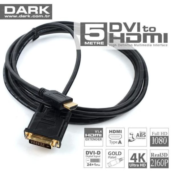 DK-CB-DVIXHDMIL500 5M DVI-HDMI Çift Yönlü Görüntü Kablosu