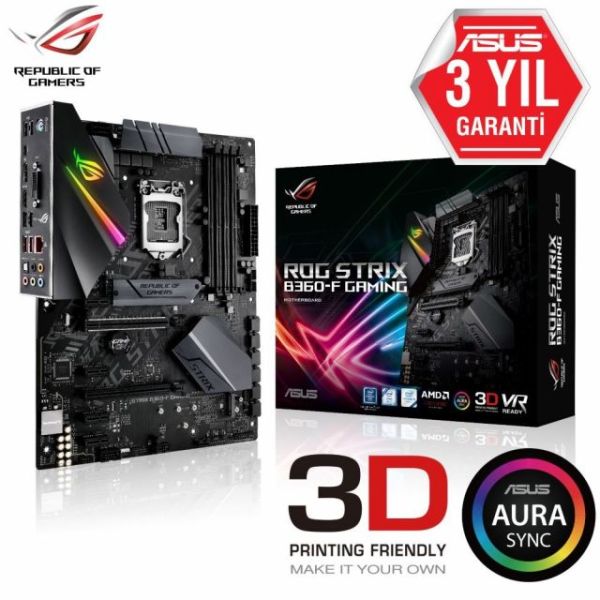 ROG-STRIX-B360-F-G Intel B360 1151 DDR4 2666MHz DP/HDMI/DVI M2 USB3.1 AURA RGB Anakart