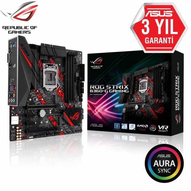 ROG-STRIX-B360-G-G Intel B360 1151 DDR4 2666MHz HDMI/DVI M2 USB3.1 Anakart