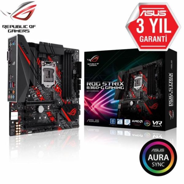 ROG-STRIX-B360-G-G Intel B360 1151 DDR4 2666MHz HDMI/DVI M2 USB3.1 Anakart