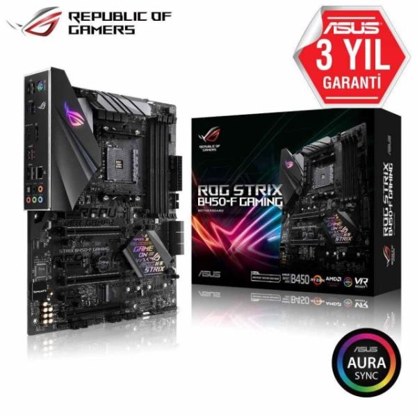 ROG-STRIX-B450-F-G AMD B450 AM4 DDR4 3200MHz DP/HDMI M2 USB3.1 AURA RGB TPM Anakart