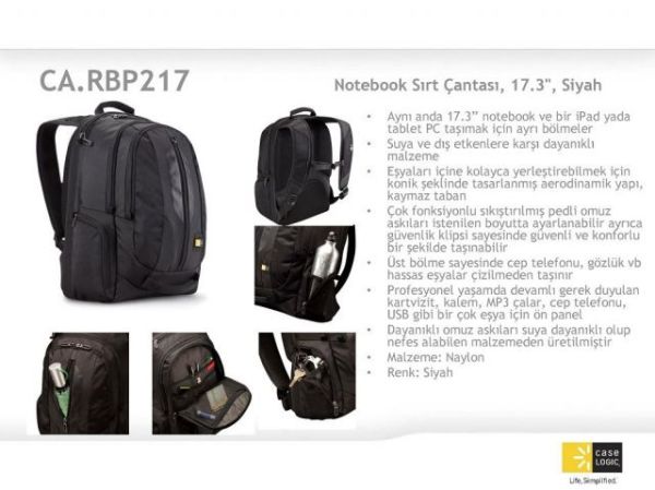 CARBP217 17.3'' Siyah Notebook Sırt Çantası