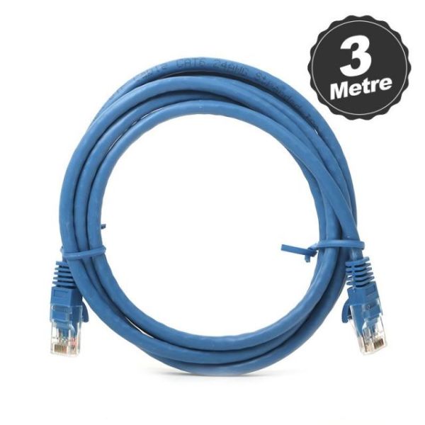 DK-CB-NT6U300BU CAT6 3M UTP Awg Bakır Mavi Patch Network Kablosu