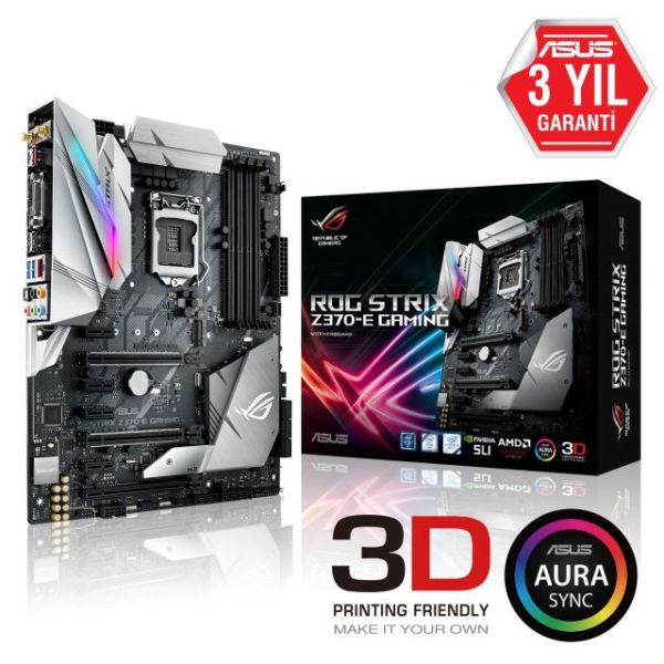ROG-STRIX-Z370-E Intel Z370 1151 DDR4 4000MHz HDMI/DP/DVI Gaming Anakart