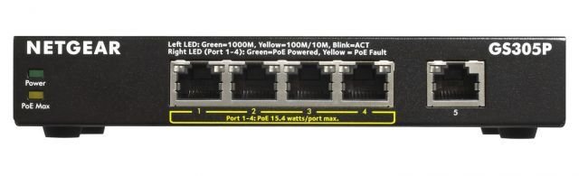 GS305P-100PES 5 Portlu 10/100/1000 Gigabit 1-4 port PoE li Tak-Çalıştır Switch (55W)