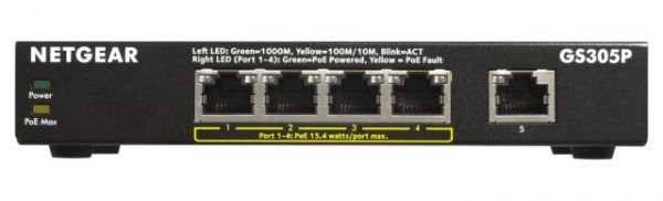 GS305P-100PES 5 Portlu 10/100/1000 Gigabit 1-4 port PoE li Tak-Çalıştır Switch (55W)
