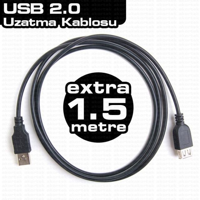 DK-CB-USB2EXTL150 1.5M (AM/AF) USB 2.0 Uzatma Kablosu
