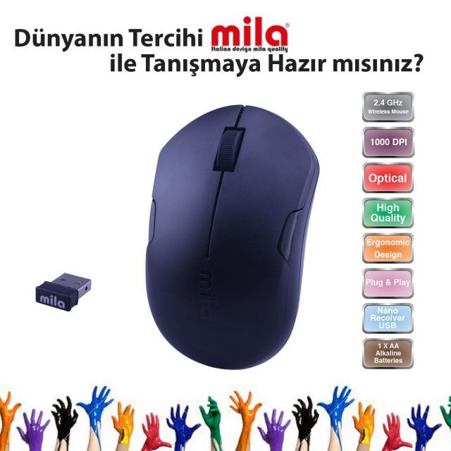 ML352 Kablosuz USB Nano Alıcılı Optik Siyah Mouse