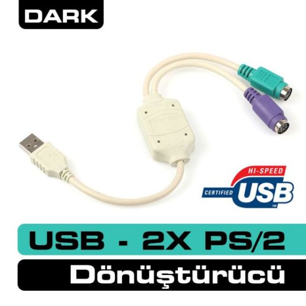 DK-CB-USB2PS2 USB2.0- PS/2 Çevirici