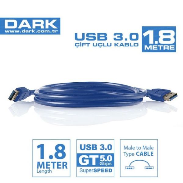 DK-CB-USB3AL180 1.8M USB 3.0 Erkek/Erkek Data Kablosu