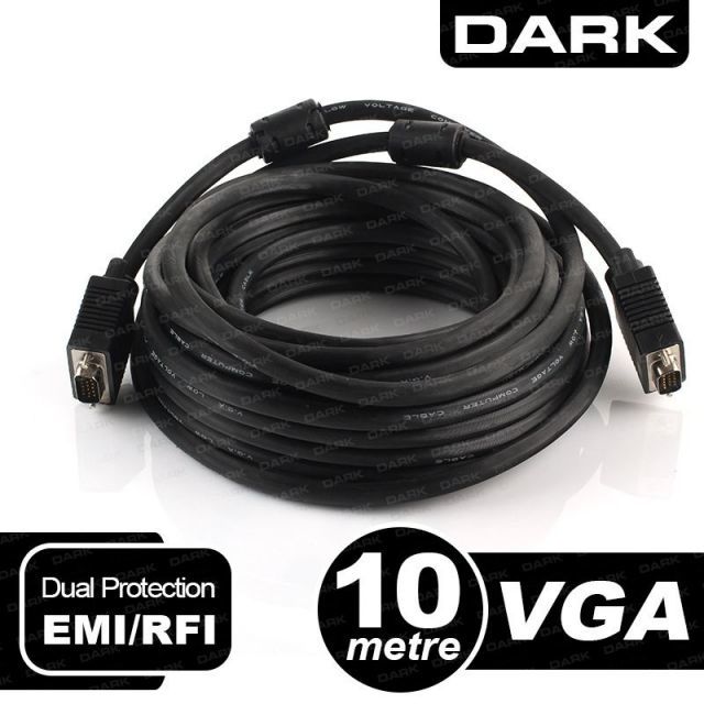 DK-CB-VGAL1000 10M Ferrit Core EMI/RFI Filtreli M/M VGA Görüntü Kablosu