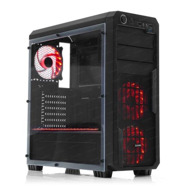 DKCHSENTINELRGB Powersız Pencereli 3x12cm 18x RGB LED Fan ATX Gaming Kasa