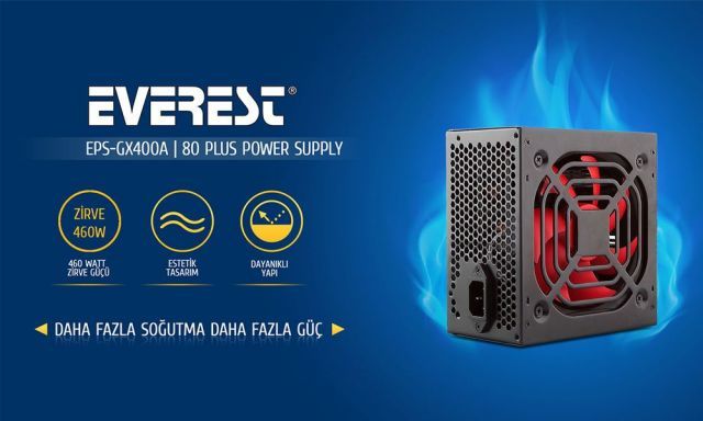GX400A 460W KUTULU 80+BRONZE 12CM FANLI 3XSATA 2XIDE POWER SUPPLY