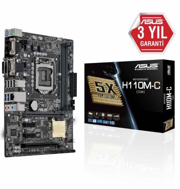 H110M-C-CSM H110 LGA1151 DDR4 2133 DVI VGA USB3.1 COM PCI mATX