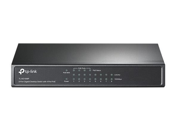 TL-SG1008P 8 Port 10/100/1000Mbps Masaüstü POE Siyah Çelik Kasa Switch