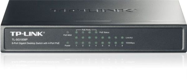 TL-SG1008P 8 Port 10/100/1000Mbps Masaüstü POE Siyah Çelik Kasa Switch