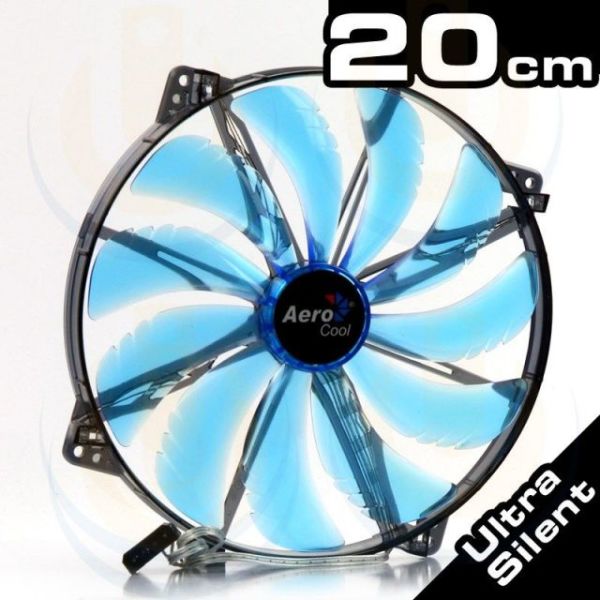 AE-CFSL200B 200mm Silent Master Mavi Ledli Şeffaf Sessiz Kasa Fanı