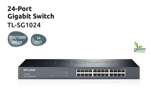 TL-SG1024 24 Port 10/100/1000Mbps %40 Güç Tasarrufu Raf Tipi Switch
