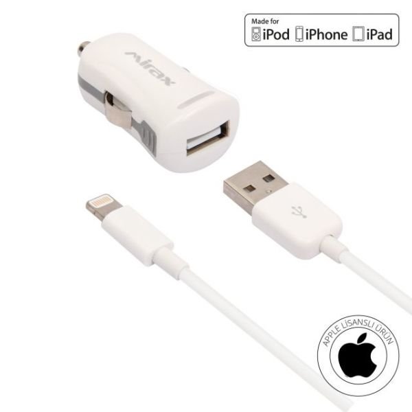 SCT-5210 Iphone 6/6Plus/5 Araç Şarj Kit Beyaz
