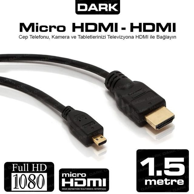 DK-HD-CV13L150MICR 1.5M Micro HDMI - HDMI Görüntü Kablosu