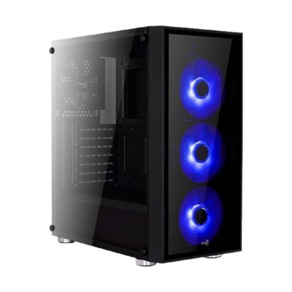 AE-QRTZ-BL USB3.0 Mavi LED Fanlı ve Güçlendirilmiş Camlı ATX Siyah Kasa